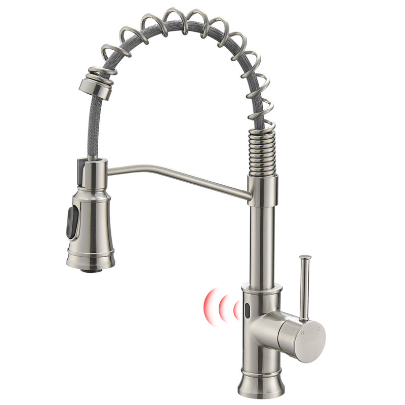 Robinet de cuisine rétractable à poignée simple avec accessoires