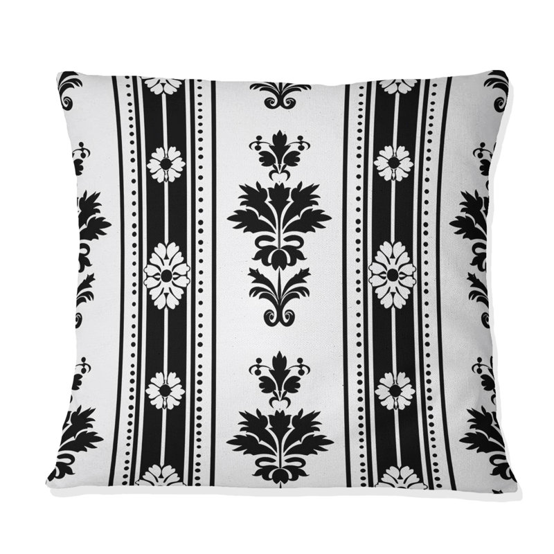 Coussin décoratif noir et blanc à imprimé mosaïque X, H 16 po x l 16 po