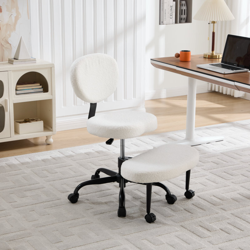 Olamide 25.8" Wide Modern Cross Chair With Adjustable Height, Ergonomic ADHD Desk Kneeling Chair For Yoga Office, Cream White