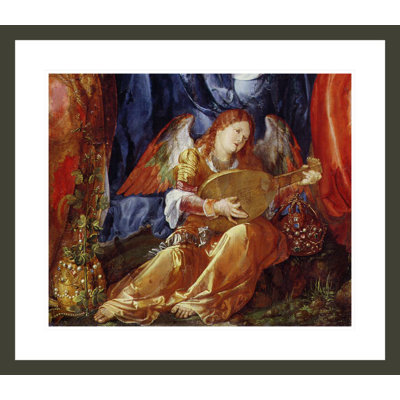 «The Festival of the Rosary», détail de l'ange musicien par Albrecht Dürer, impression giclée sur cadre