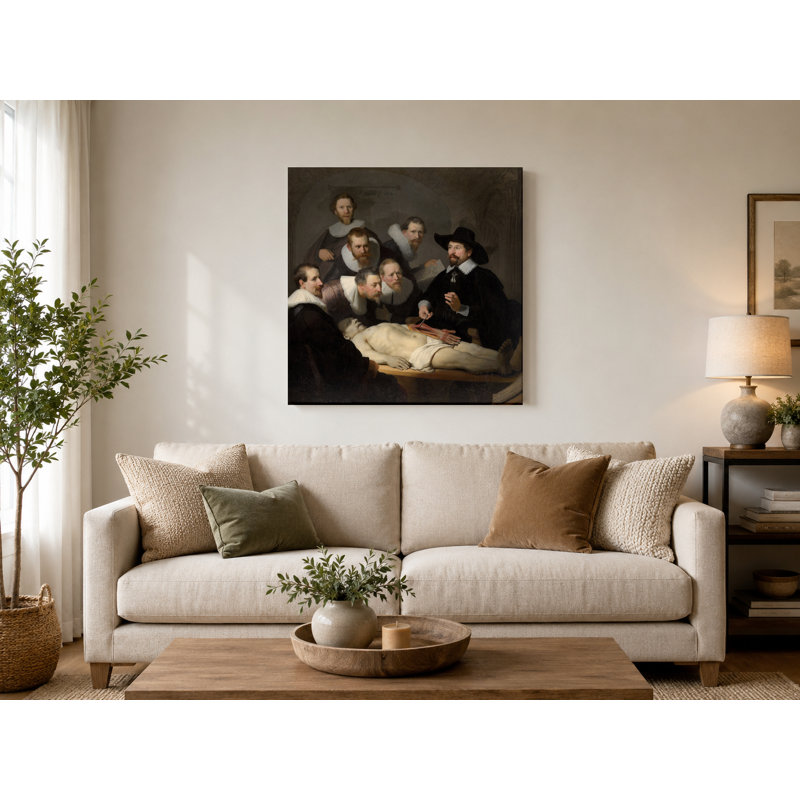 La leçon d'anatomie du Dr Nicolaes Tulp (1632) - art mural carré sur toile, 16" W x 16" H