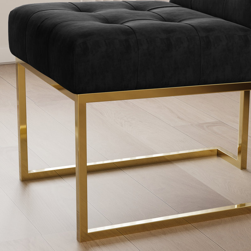 Kushma Tufted Velvet Upholstered Back Side Chair Dining Chair (Set of 2), Gold, Black