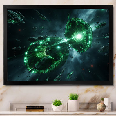 «Green and White Cosmos Explosion I», art mural de la planète espace
