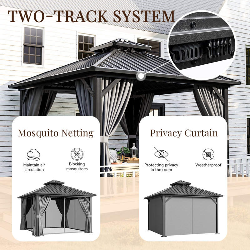 12 pi. L 12 pi. D Pavillon de jardin avec double toit