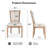 French Country Style 37.7-inch-High Dining Chairs, Set of 2; Square-Backed Chairs with Linen Upholstery, Solid Wood Dining Chairs