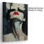«Dark Abstract Portrait with Red Lips Canvas», art mural 12 po x 18 po pour bureau de chambre à coucher