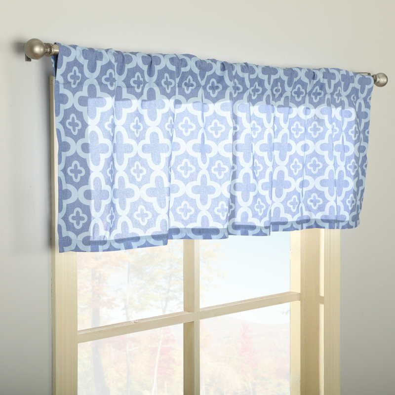 Gasquet Geometric Tailored Window Valance, Palace Blue