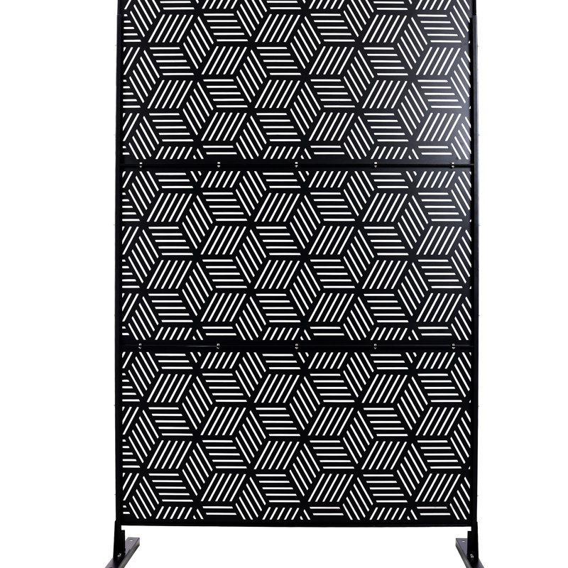 Paravent en métal l 76 po H48 po - autoportant pour patio, terrasse, balcon. Décoratif, rouille, se rehausse dans divers espaces extérieurs et intérieurs. Idéal bureaux, vestiaires. , Rouille