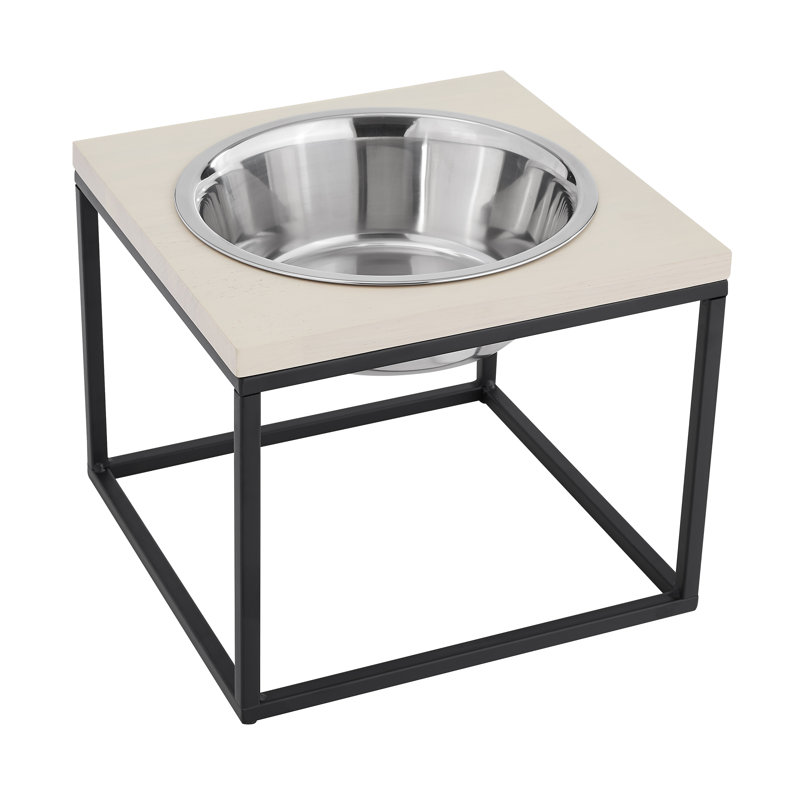 Dan Elevated Stainless Steel Pet Bowl with Wood Frame