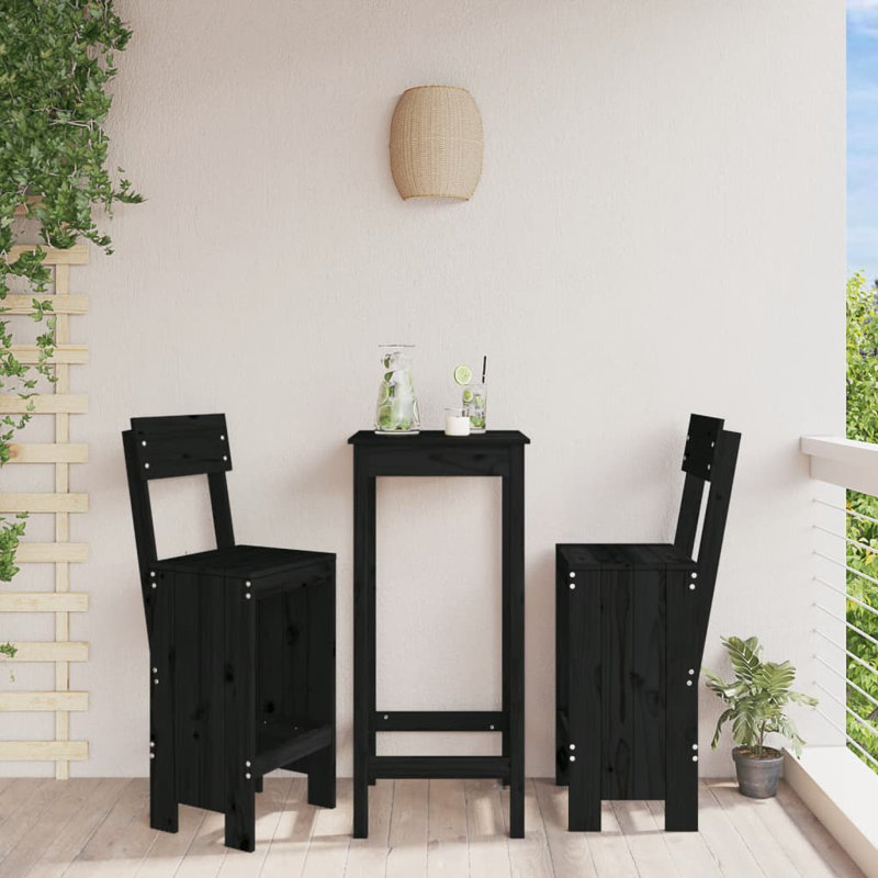 Agustine Solid Wood Counter Stool, Black