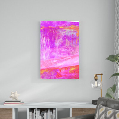 Reproduction abstraite rose sur toile