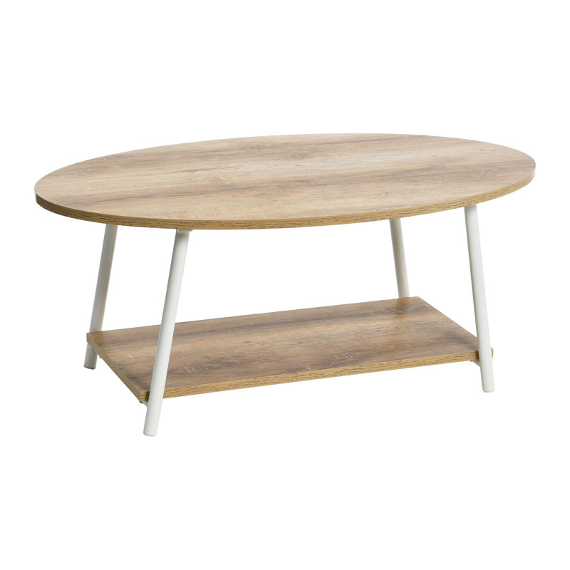 Table basse ovale avec tablette de rangement Gateshead, Chêne côtier