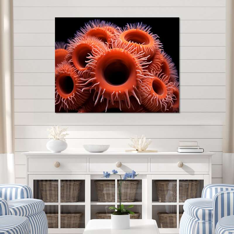 " Orange Giant Plumose Anemone ", 24" H x 32" W x 1" D, Wrapped Canvas