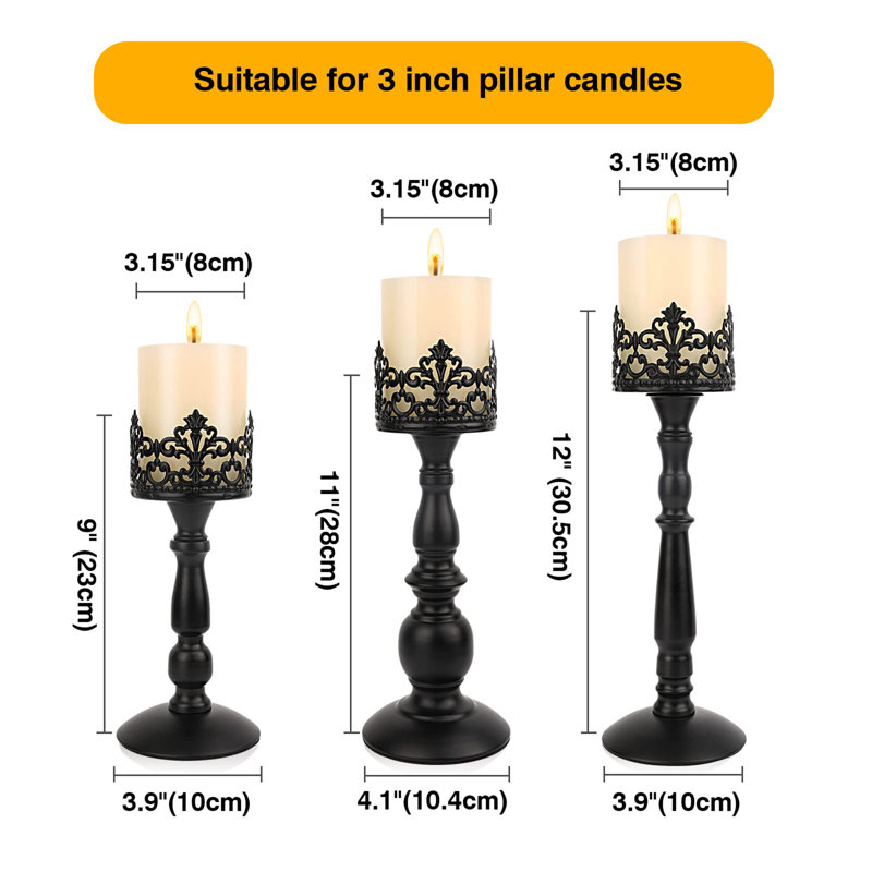 Gothic Candle Stand Set, Black