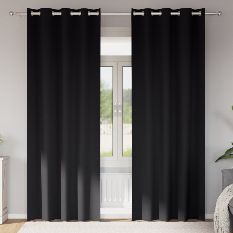 Tacorian Curtain Pair, 140cm Width x 260cm Drop, Black