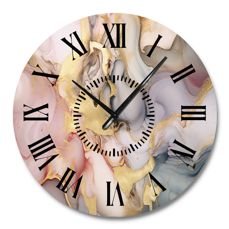 Horloge murale grise et rose Tender, Grand