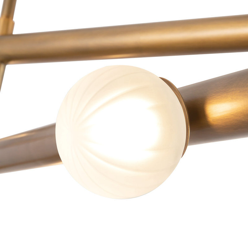Reese 12 - Light Chandelier, Vintage Brass/Amber Glass