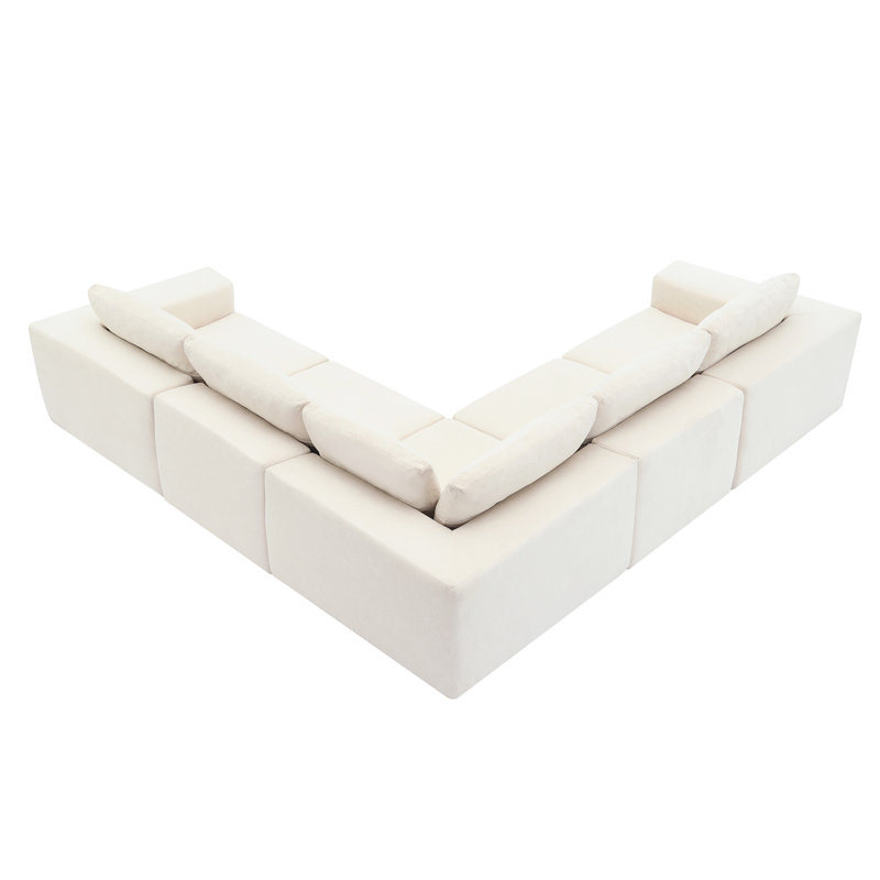 Canapé modulaire en L de 116 po x 116 po Roomfitter, canapé-lit rembourré de luxe, ensemble de canapé 5 pièces rembourré de mousse pour le salon