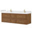 Meuble-lavabo double mural Isola WM 72 po, fini noyer grillé, comptoir en quartz blanc, lavabos carrés encastrés (1 trou), garniture en bronze satiné-134531635-134531637