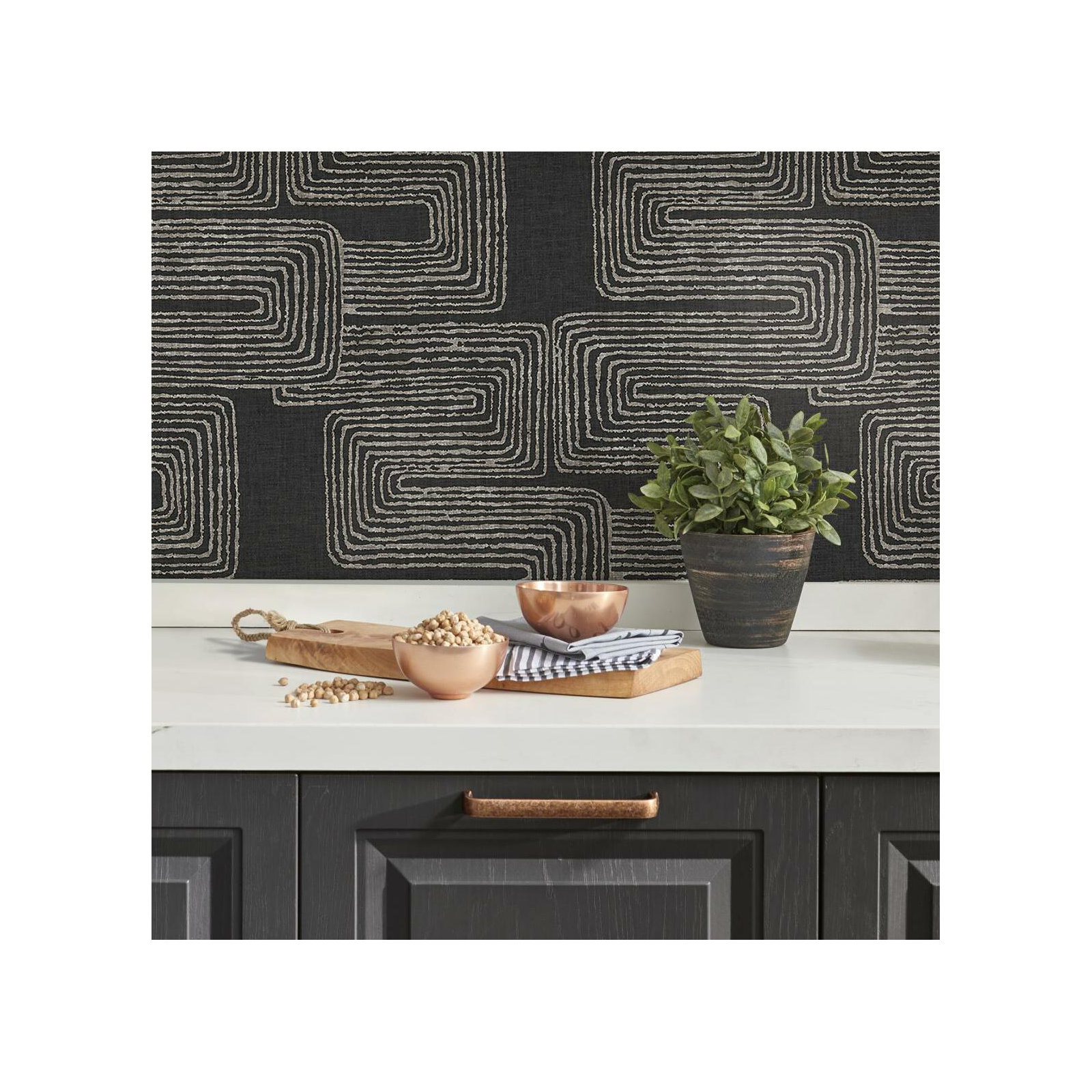 Peel & Stick Geometric Wallpaper, Black/White