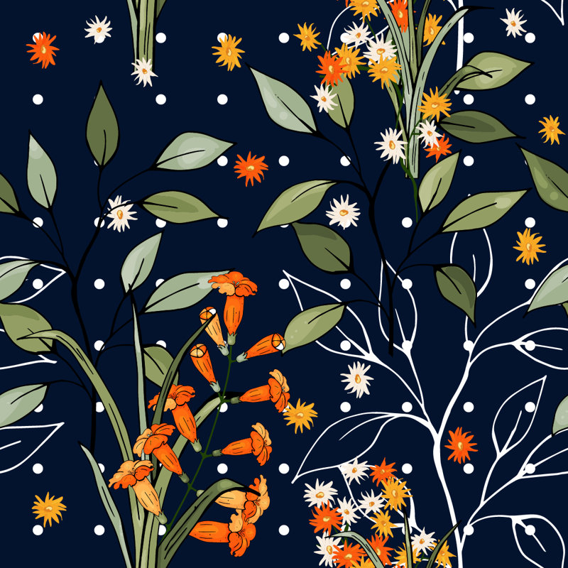 Peel & Stick Floral Tile, 2.08' W x 10.42' L