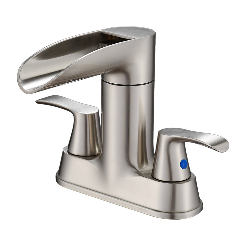 Robinet pour salle de bain à 2 poignées avec drain Center, Nickel brossé