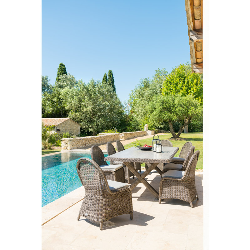 Jarl Rectangular Wicker Outdoor Dining Table , 229cm cm W 108cm cm D