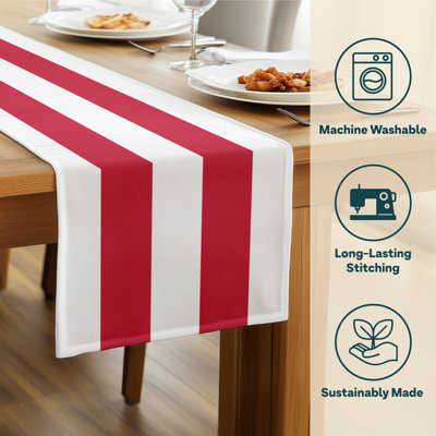 Red Striped Table Runner 72" x 12"