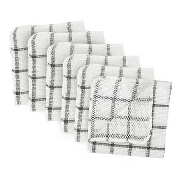 Ritz Gray Cotton Terry Horizontal Stripe Bar Mop Kitchen Towel Set of 4