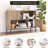 Wave Pattern Oak Buffet Cabinet with Metal Legs – Semi-Open Sideboard for Living Room, Dining Room, Entryway Storage