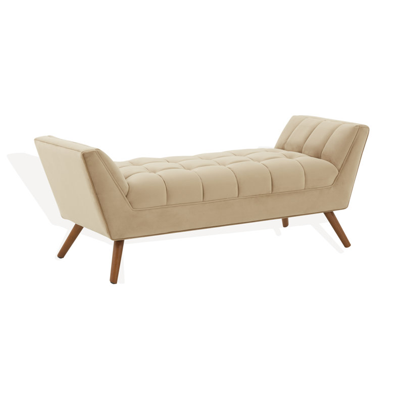 Upholstered Bench, Light Brown / Dark Brown Velvet