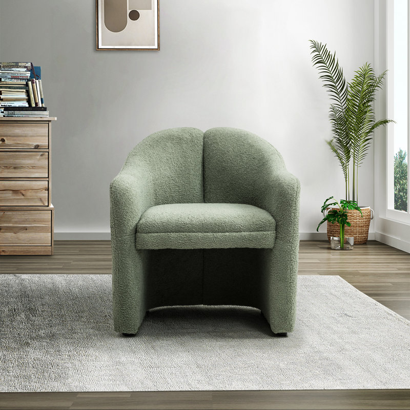 Fauteuil demi-tonneau en polyester touffeté de 28 po Acke, Polyester sauge