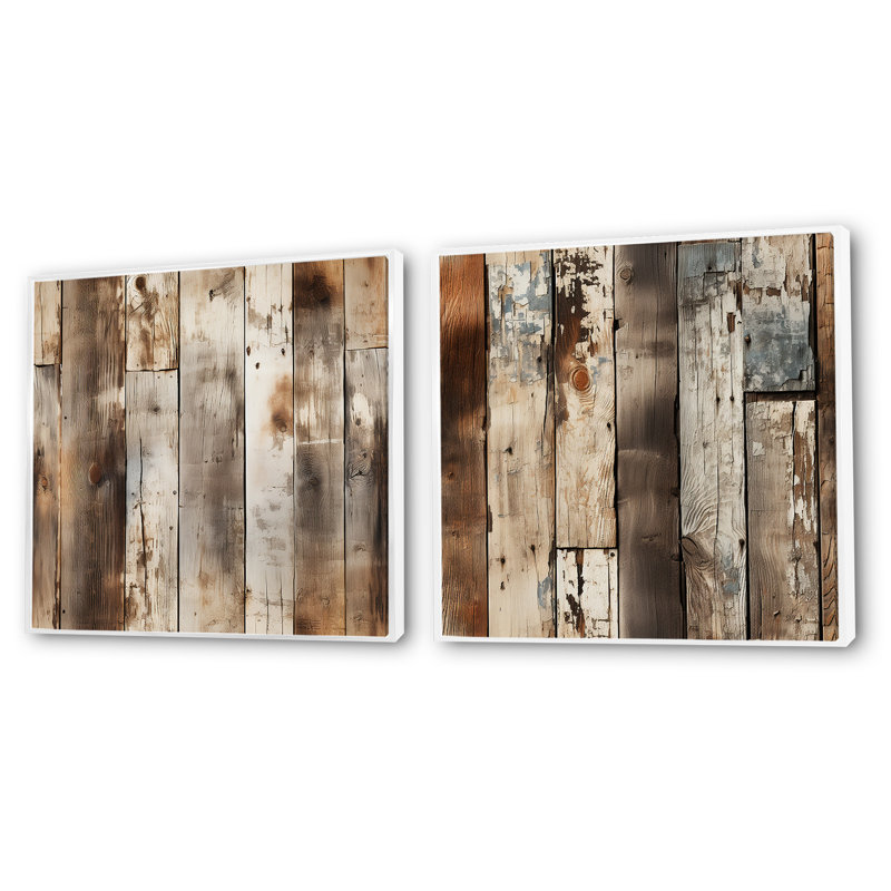 Cobbutown - Ensemble de 2 collages carrés abstraits, Cadre flottant blanc, H 30 po x l 61 po