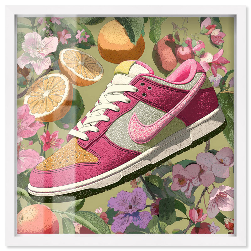 Sneaker, mode perdue, Art Shadowbox Print par Art Remedy, H 13 po x l 13 po, Blanc