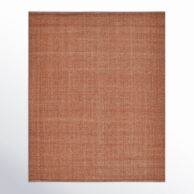 Rectangle Fleurette Solid Color Hand Loomed Polyester Area Rug in Orange