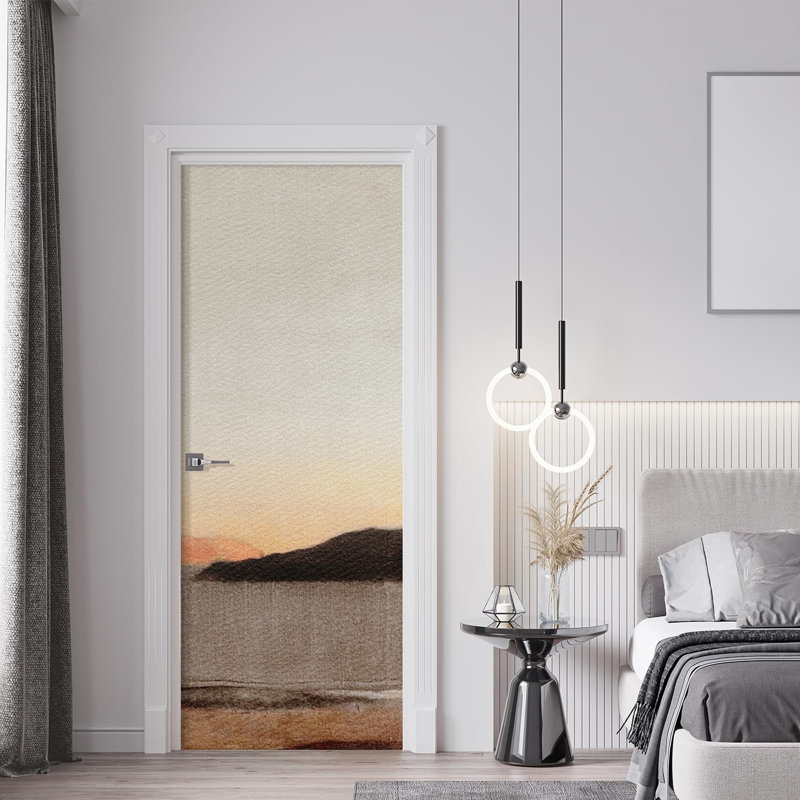 Coucher de soleil paisible et serein dans des tons de beige et de brun doux, L 132 po x l 48 po