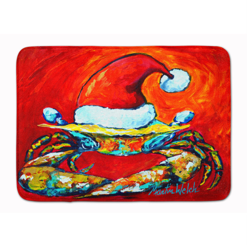 Tapis pour salle de bain en mousse à mémoire crabe santa hat
