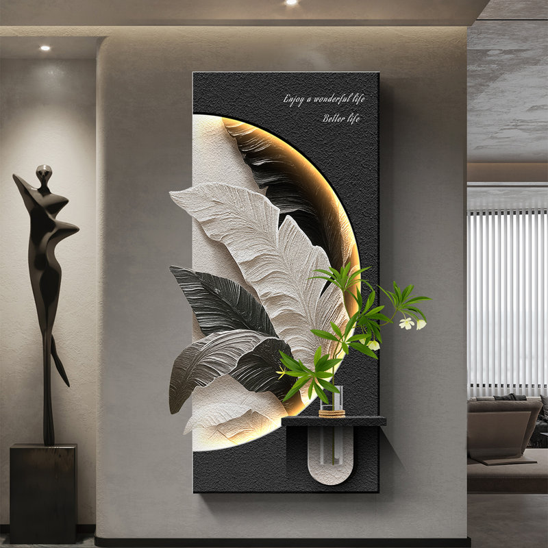Art mural noir en grès, H 39,37 po x l 19,69 po x P 1,97 po