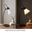 Lampe de bureau moderne réglable de 50 cm (20 po), gris métallique avec accents noirs, abat-jour en verre dépoli et base annulaire compacte