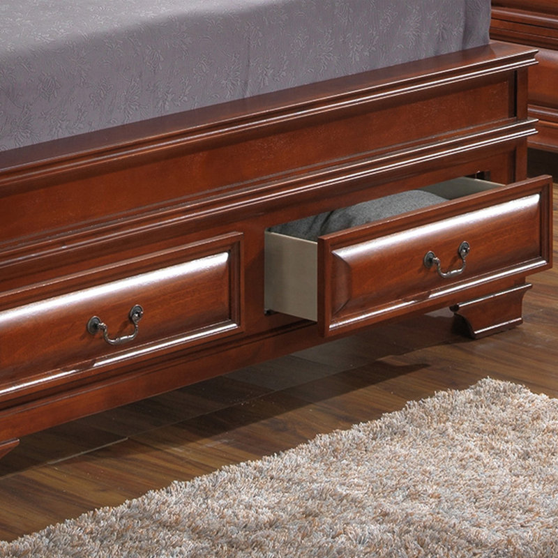 Charline Vegan Leather Sleigh Storage Bed, Queen, Oak