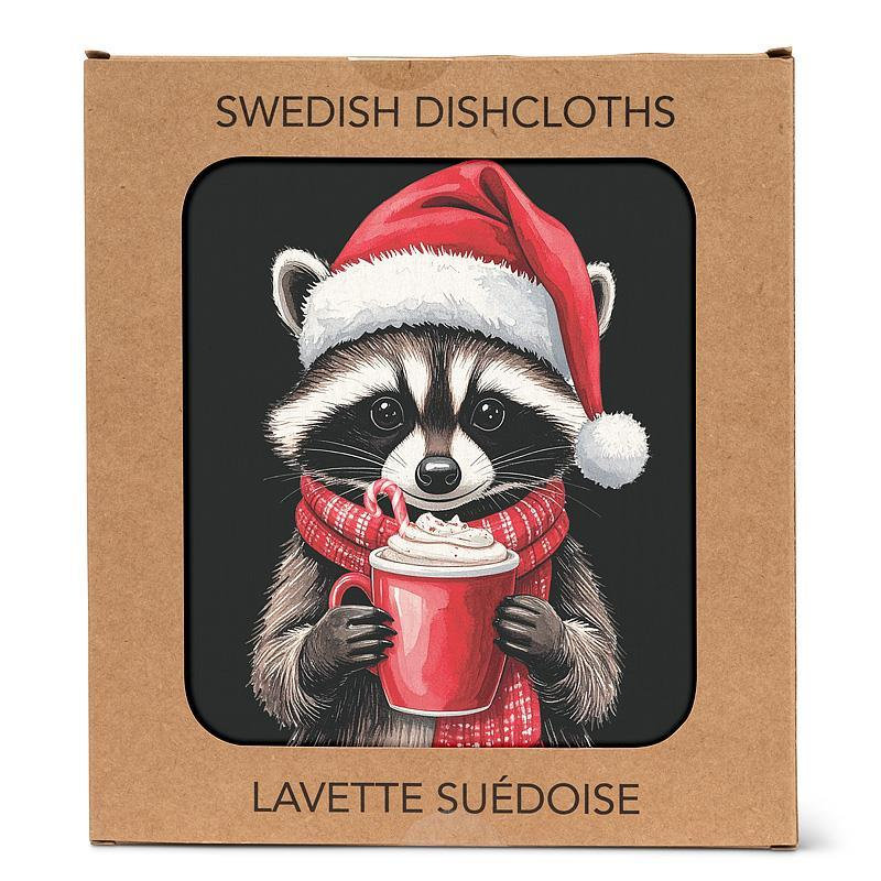 Winter Raccoon Dishcloth
