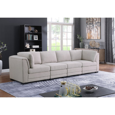 Modern Sofa Krist121.5" Linen Fabric 4-Seater Modular Sofa