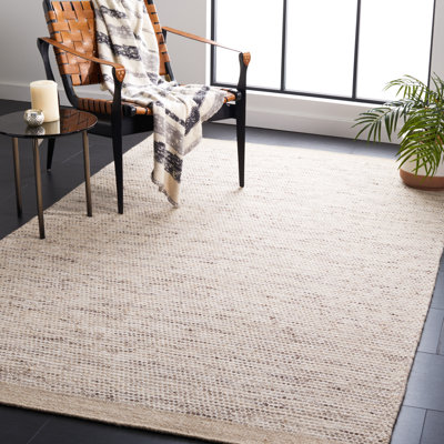 Ordingen Hand Woven Wool/Cotton Solid Color Rug in Beige/Ivory