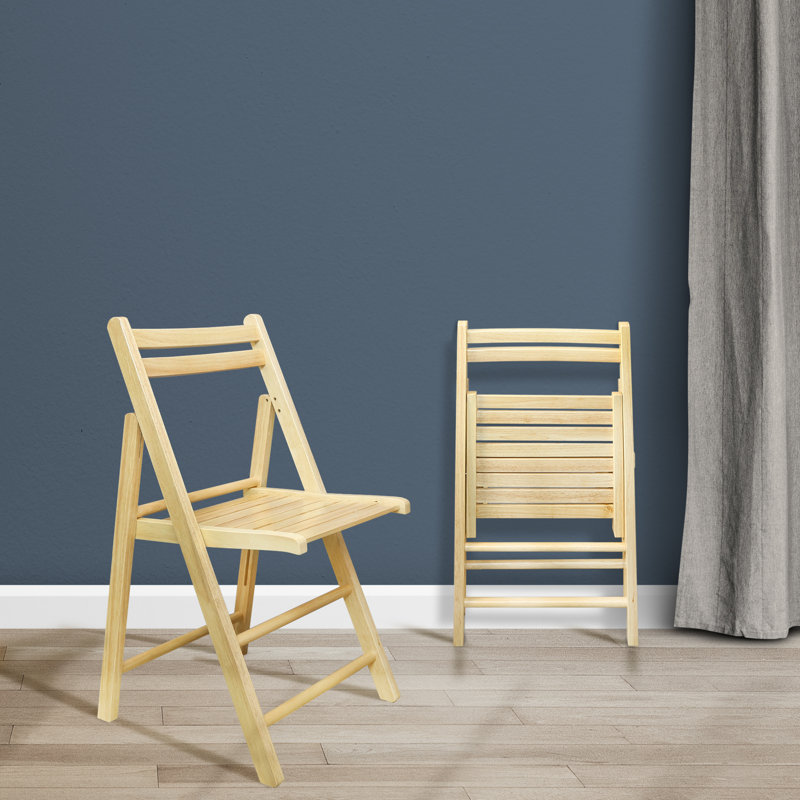 Donnis Wood Stackable Folding Chair Folding Chair Set, Natural
