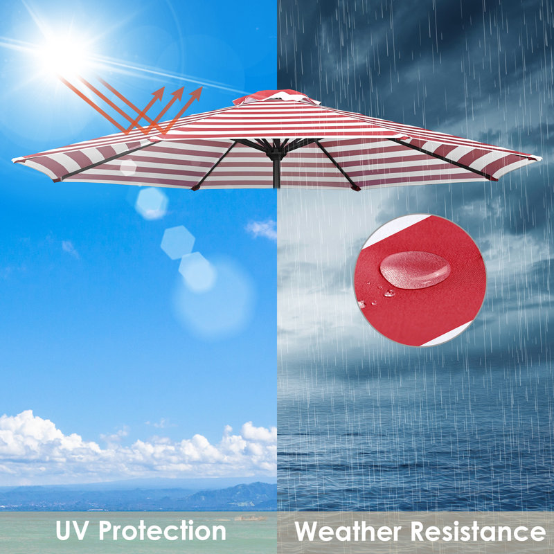 Parasol de patio pour parasol 9 pi, Rouge / blanc