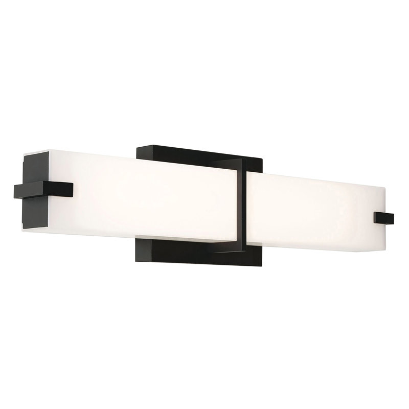Barre de salle de bain à 1 lumière DEL en nickel à intensité variable Endia, Noir