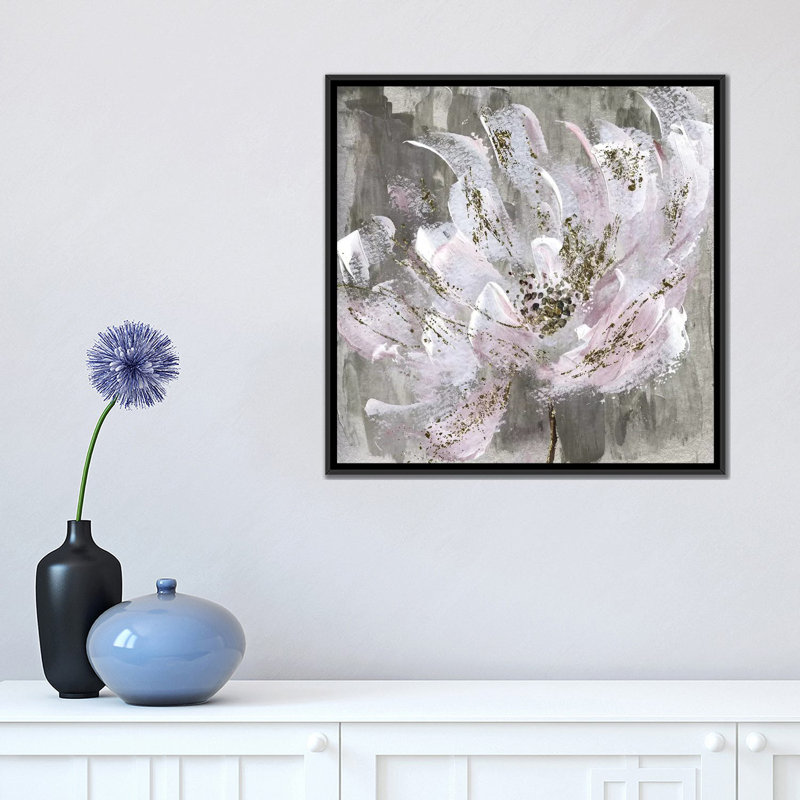 «Blushy and Splashy», impression sur toile, H 26 po x l 26 po x P 1,5 po, Toile avec cadre noir, Pas de tapis