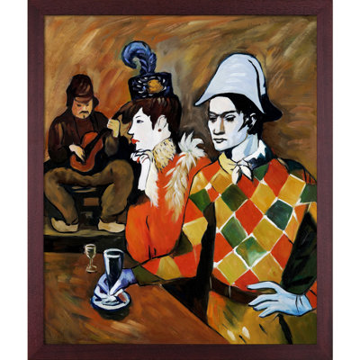 La Pastiche At The Lapin Agile avec acajou à grain ouvert, 22,5 po x 26,5 po