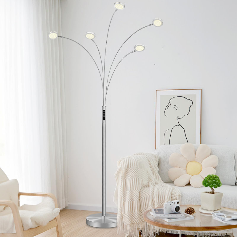 Lampe sur pied à DEL avec télécommande, lampe sur pied à intensité variable 2250LM avec minuterie, couleurs réglables, luminosité et 5 bras réglables