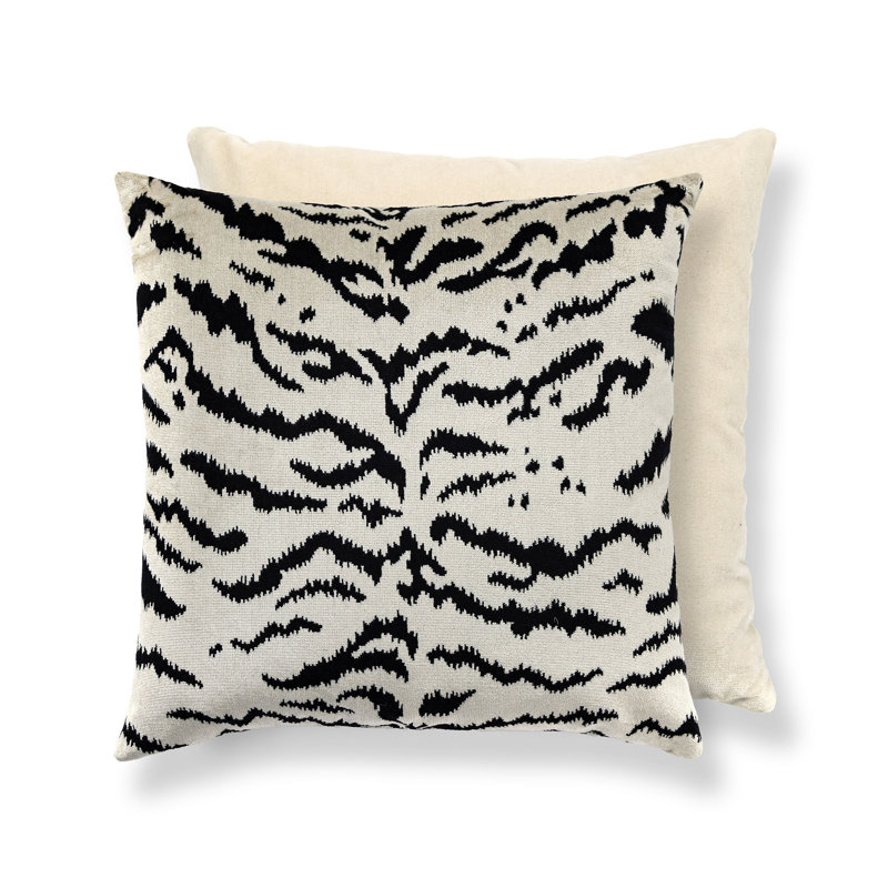 Wild Glamour Silk Lumbar Pillow Cover & Insert, 22" H x 22" W x 6" D, Ivory/Gold/Black
